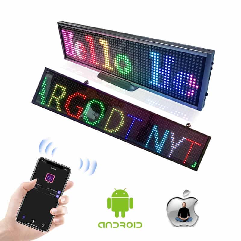 programmable ultra-thin LED scrolling message sign desktop and hanging design controlled by smartphone APP
