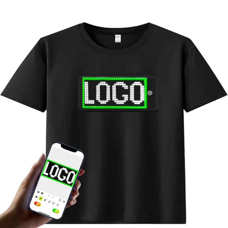 Programmable LED T shirt edit text via. smartphone