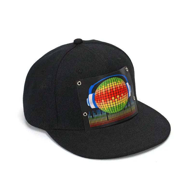 sound activated flat brim snapback cap