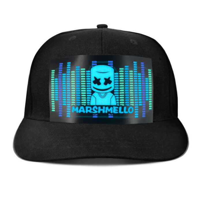 sound activated LED hat with marshmello design