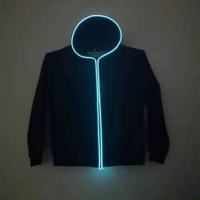 EL wire light up hoodie with blue wire light up