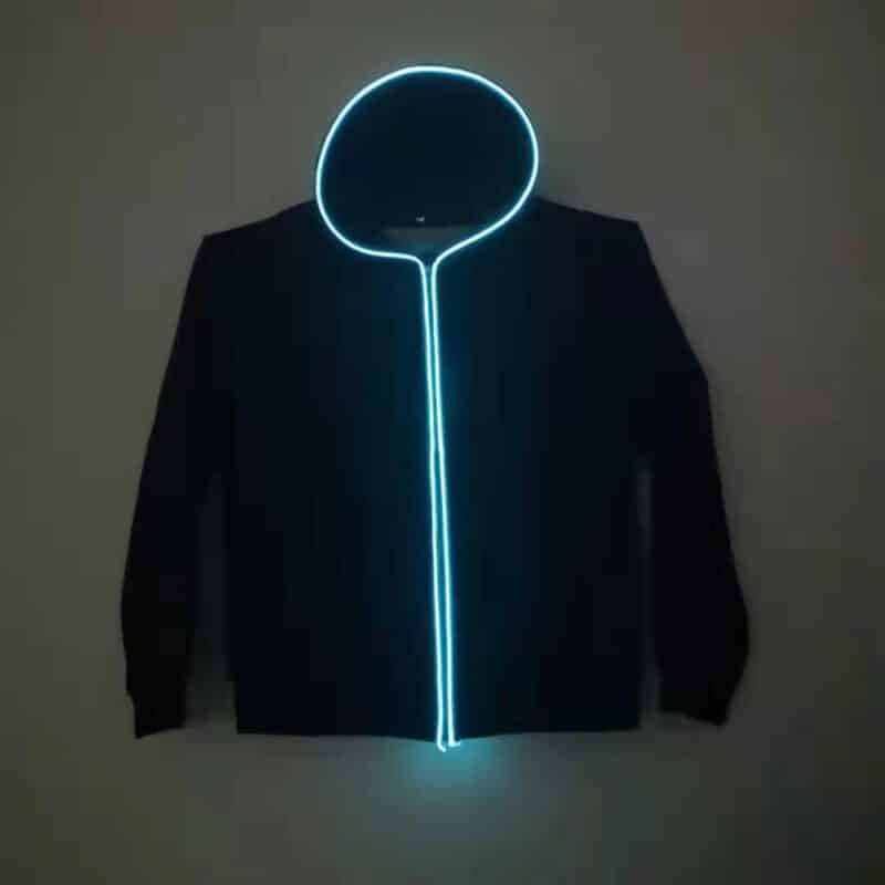 EL wire light up hoodie with blue wire light up