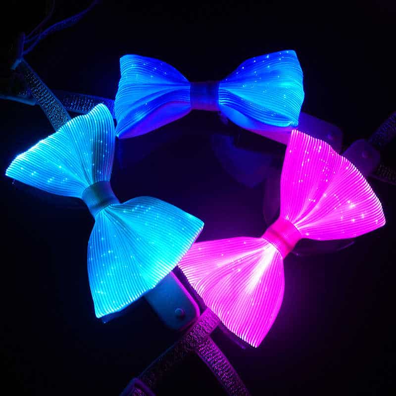 fiber optic LED light up bow tie