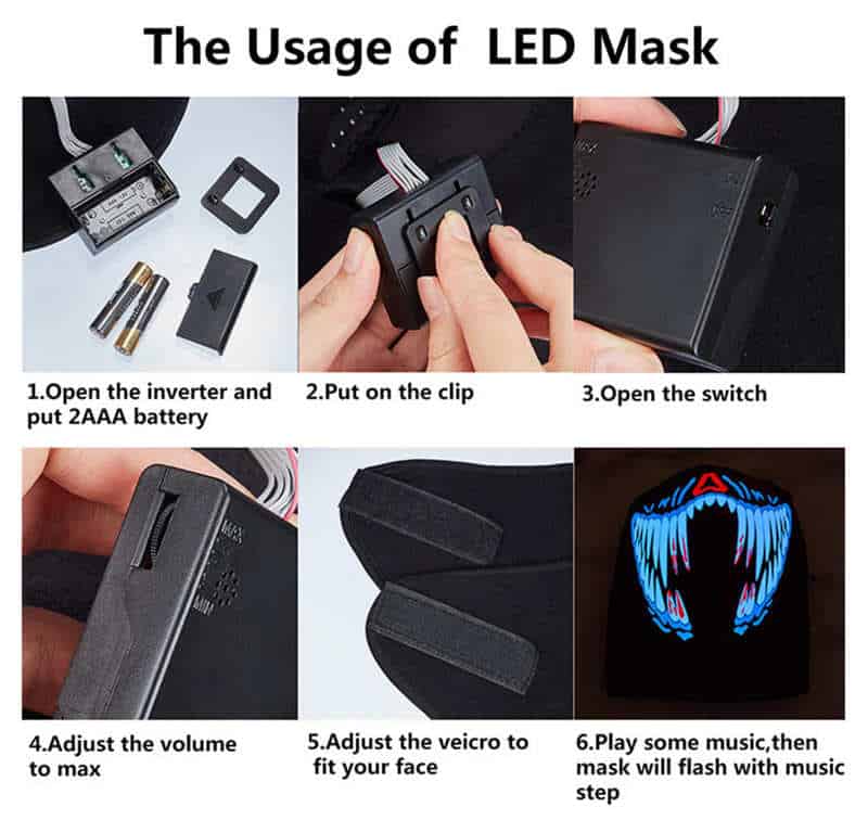 how to use voice activated led mask