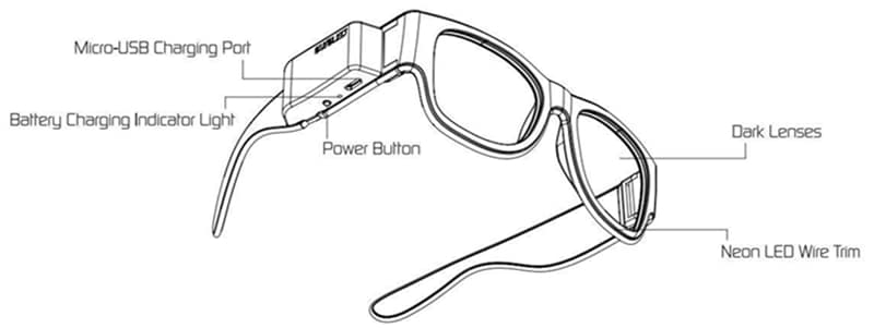 usb rechargeable el wire sunglasses parts