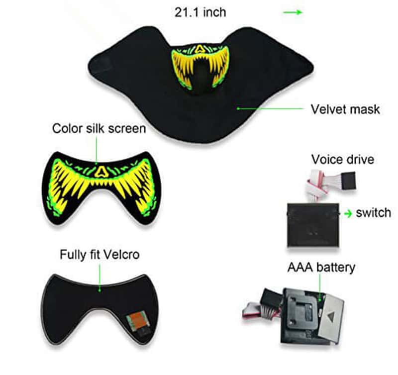 voice activated LED mask parts and drive
