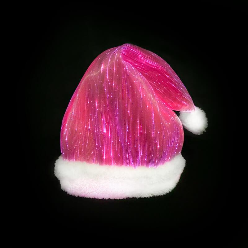 fiber optic led light up christmas santa hat 