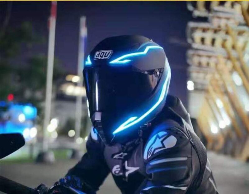 motorcycle helmet EL light strip blue