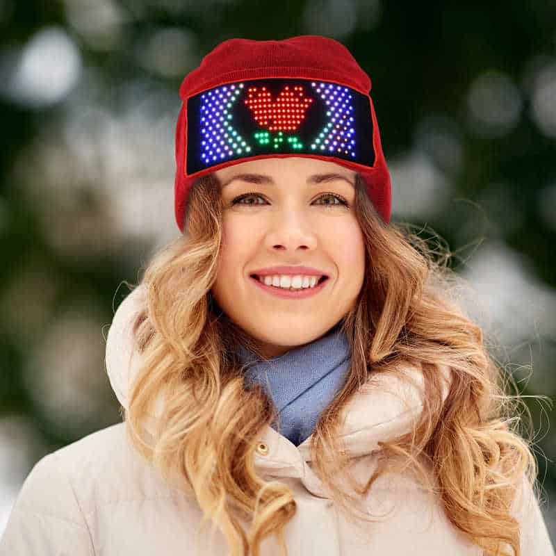 programmable led display beanie hat