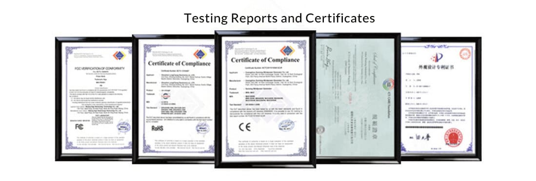 test reports certificates patents from lighted-glow