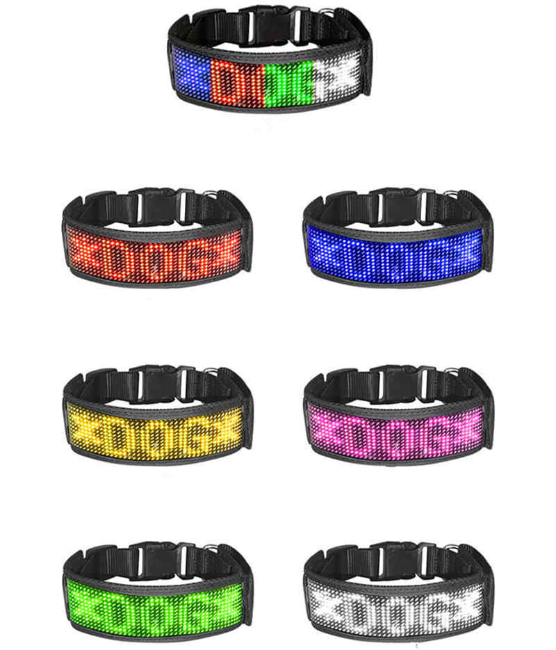 7 color programmable led display dog collar