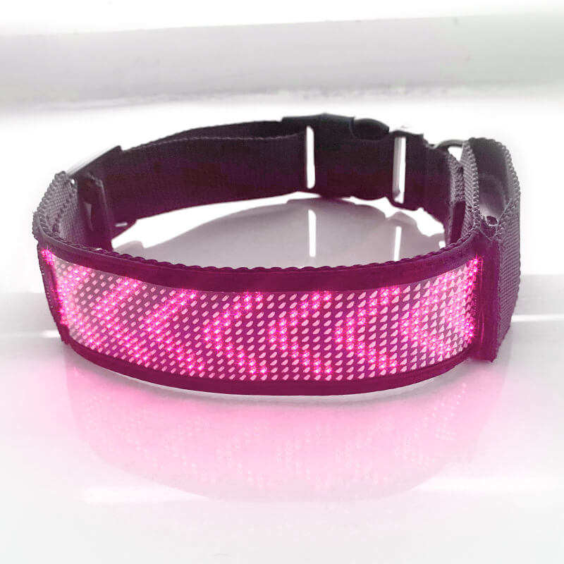 programmable led display dog collar pink