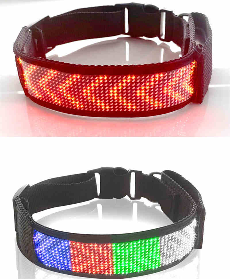 programmable led display dog collar red and multi-color