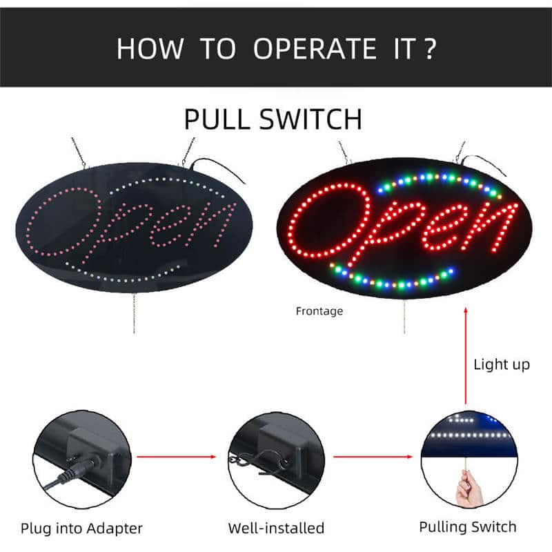 how to operate led open signs