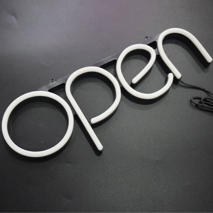 one-piece casting neon open signs white