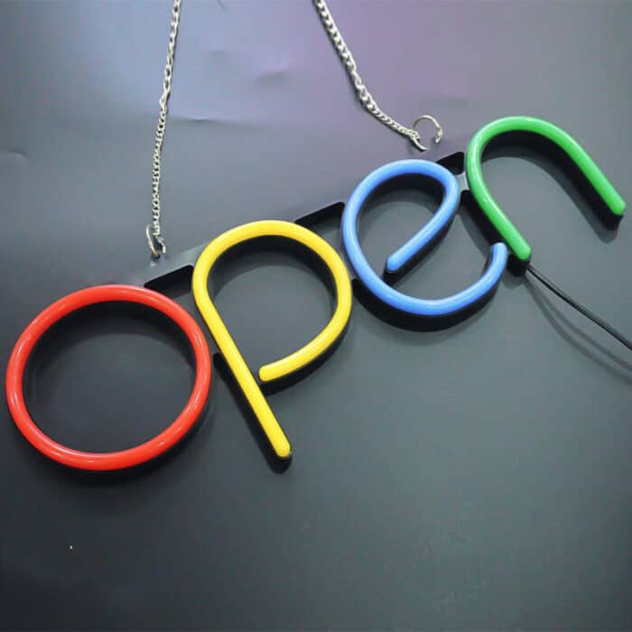 neon open signs multi-color before turn on