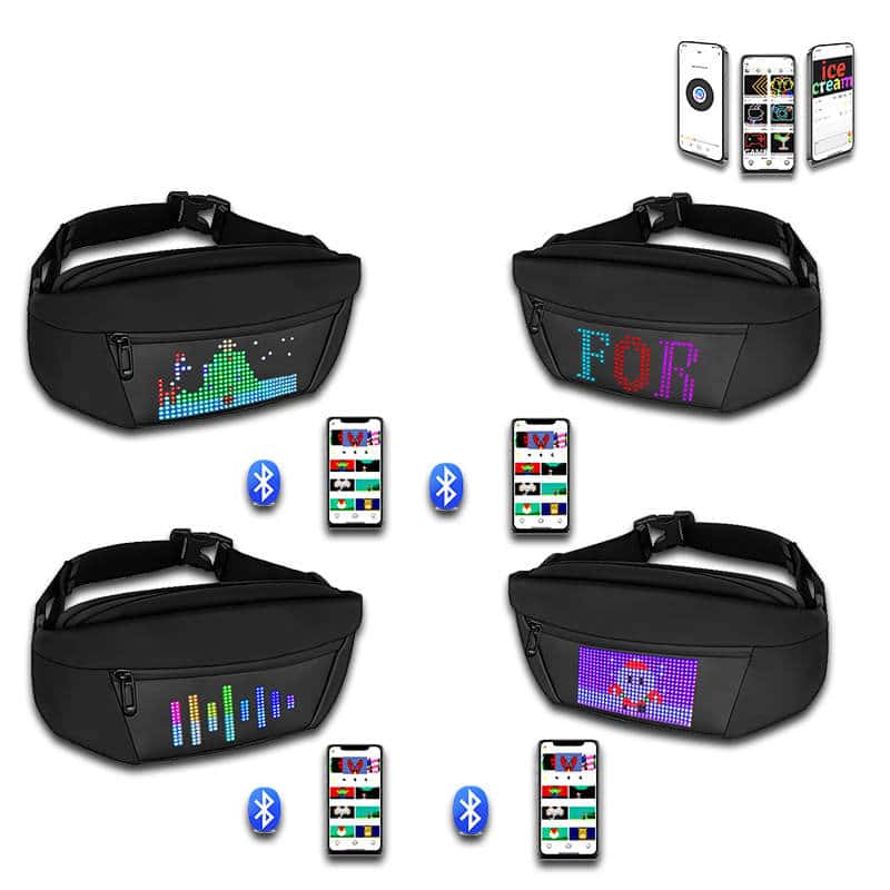 programmable led display sign fanny pack with full color texts and graphics