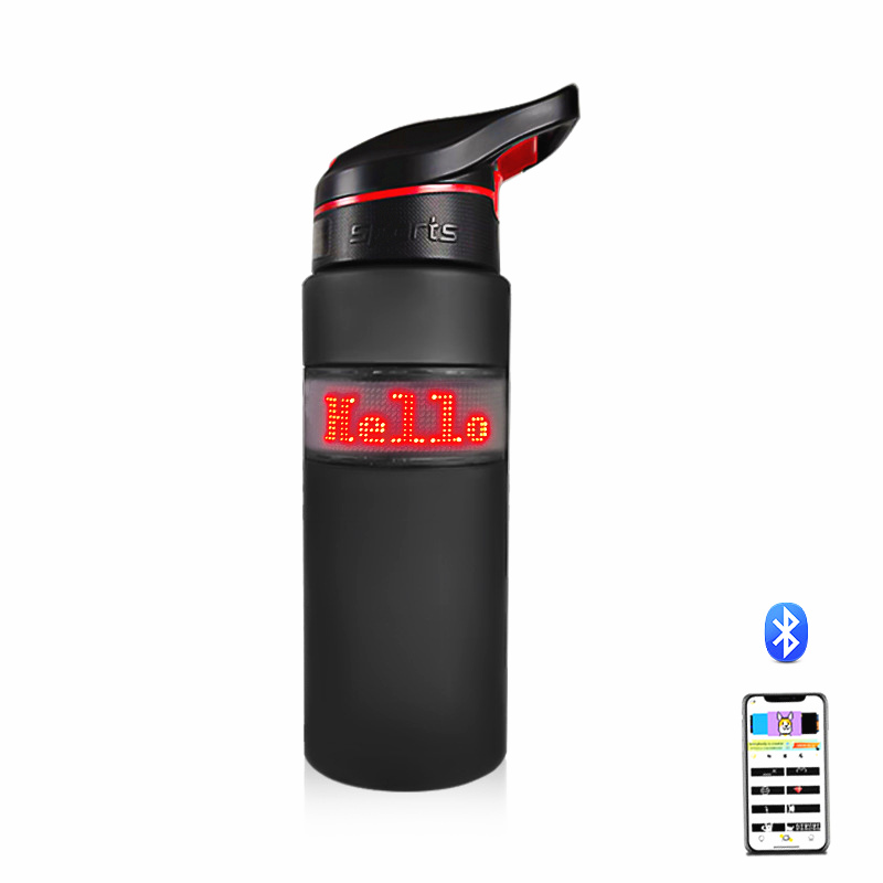 bluetooth programmable led display water bottle black